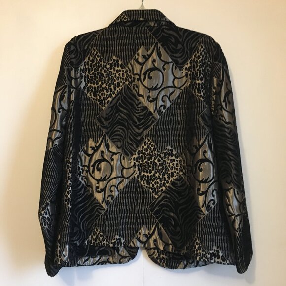 TanJay Gold and Black Patchwork Tiger Stripe & Leopard Spots Tapestry Jacket - Picture 3 of 16